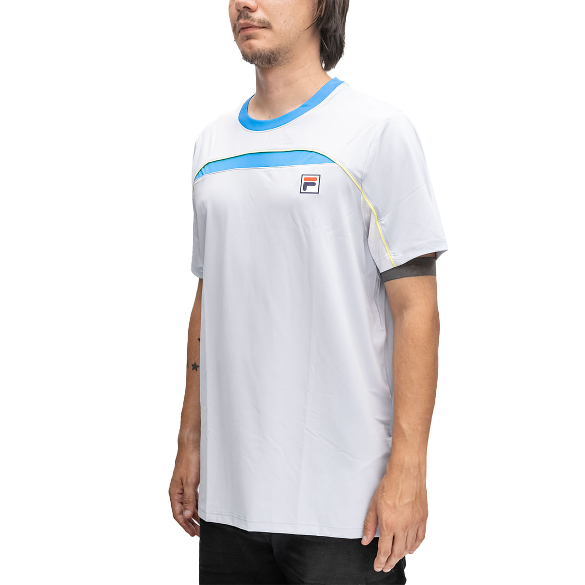 Fila Hudson Camiseta de Tenis Hombre - White/Silver Scone