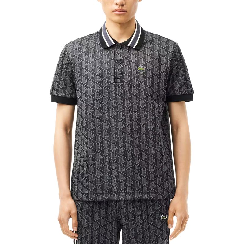 Chomba Lacoste Monograma Jacquard Slim Hombre