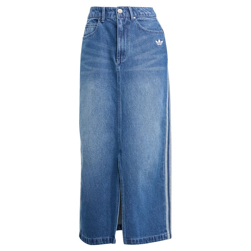 Pollera Adidas Originals Tejido Denim 3 Tiras Adicolor Mujer