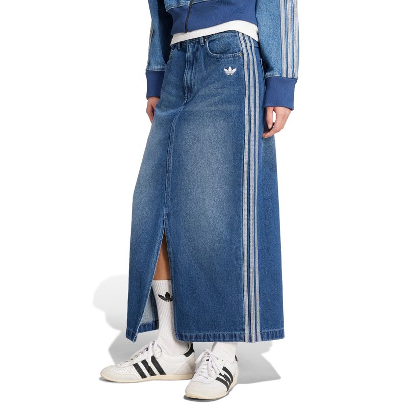 Pollera Adidas Originals Tejido Denim 3 Tiras Adicolor Mujer