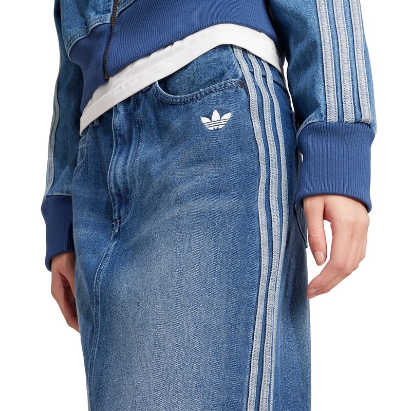 Pollera Adidas Originals Tejido Denim 3 Tiras Adicolor Mujer