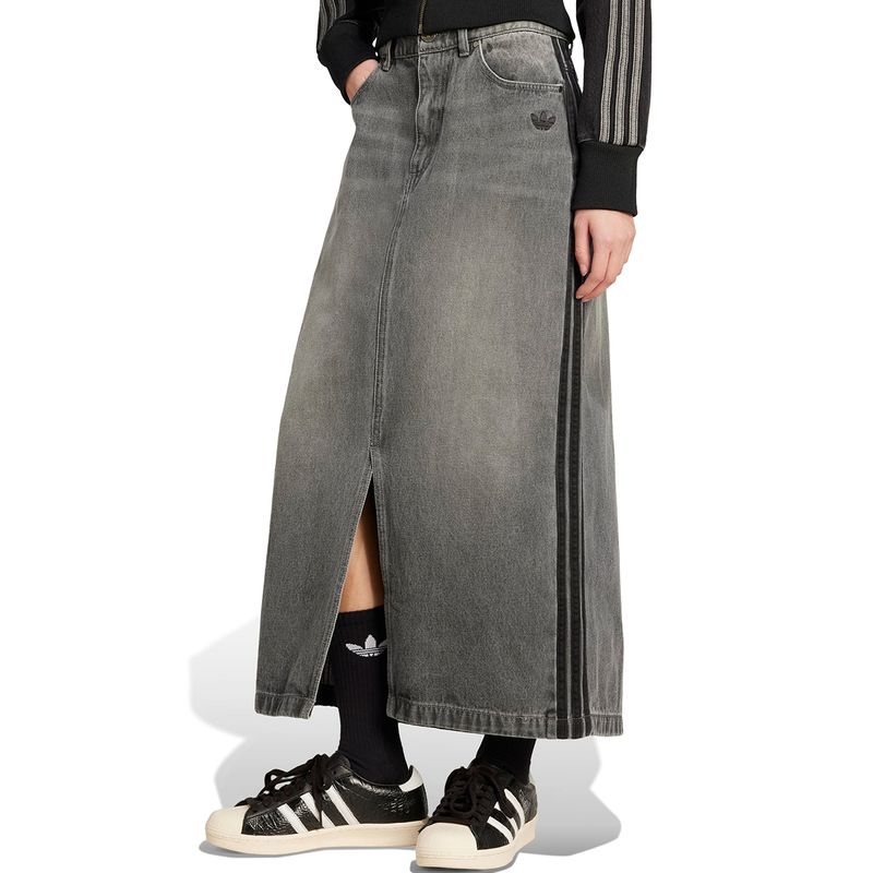 Pollera Adidas Originals Denim 3 Rayas Adicolor Mujer