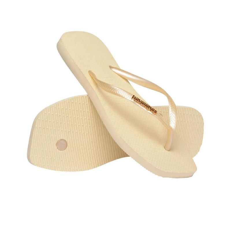 Ojotas Havaianas Slim Square Logo Metallic Mujer